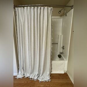 West Elm Stripe Jacquard Shower Curtain, Frost Gray, 72"x74"